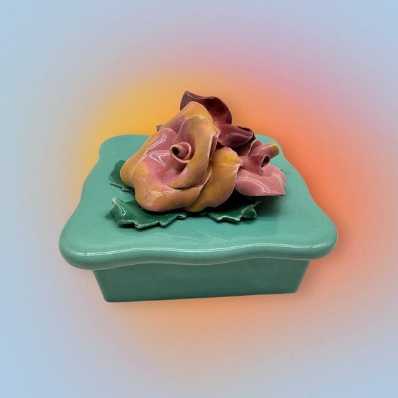 Johann Brahm California Vintage 1960s Floral Trinket Box MCM Collectible #275 - Picture 5 of 13